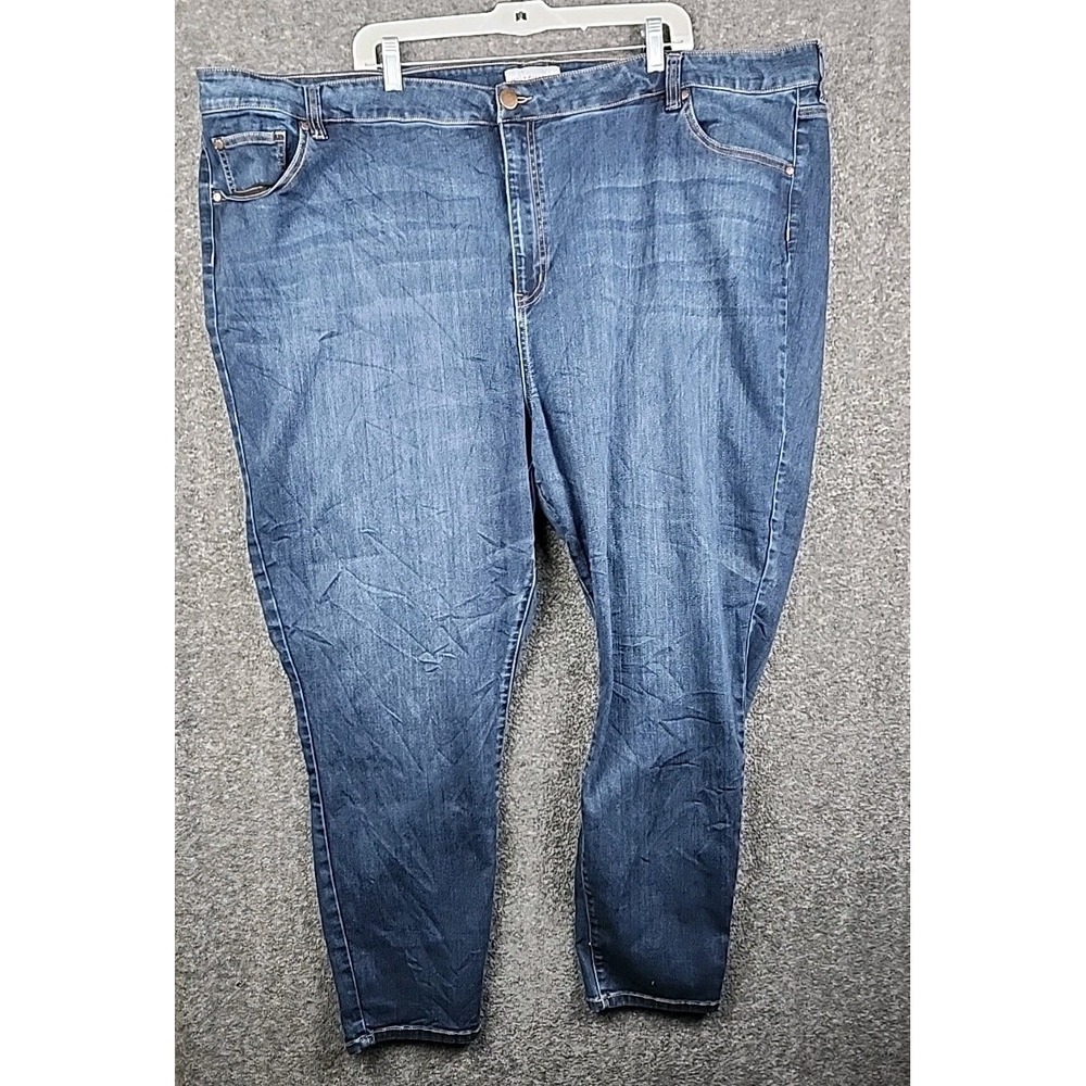 Molly & Isadora Women's Mid Rise 32W Skinny Jeans Queen Super‎ Dark Wash Casual